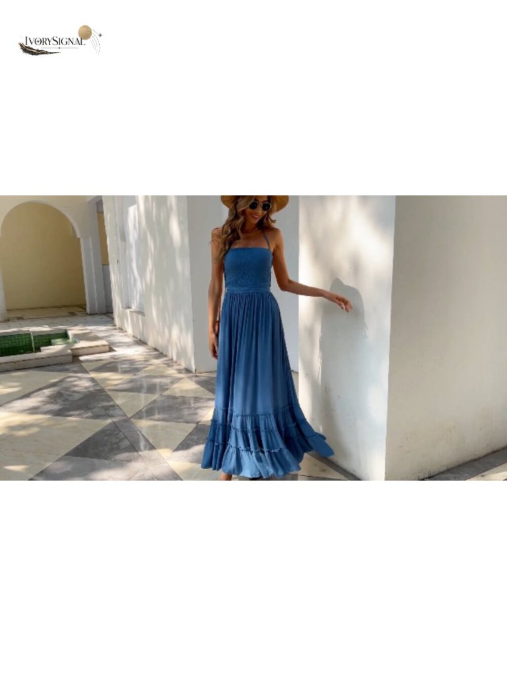 R.Vivimos Summer Boho Backless Halter Maxi Dress Cotton Rayon - Picture 5 of 6